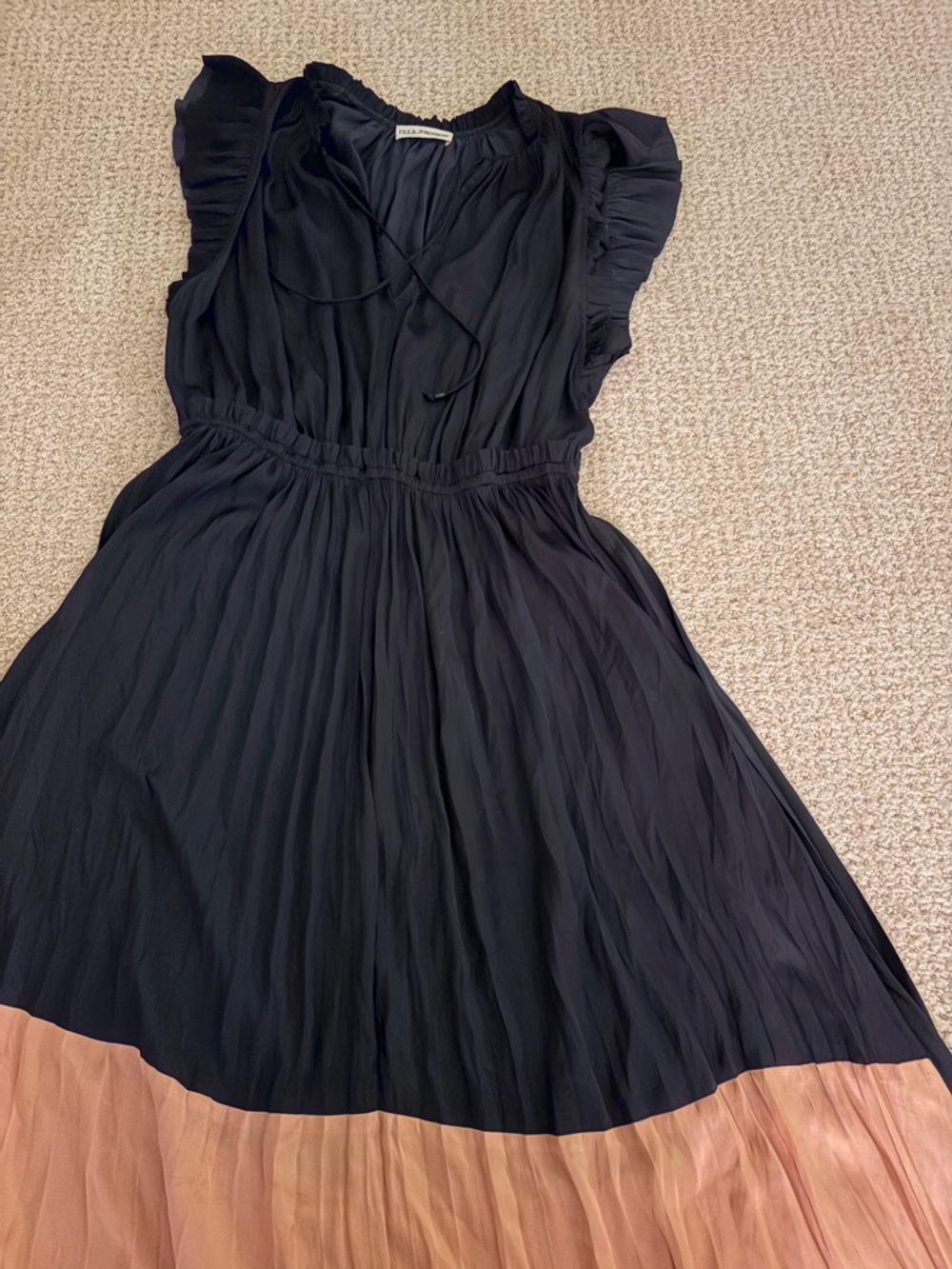 Ulla Johnson Black and Blush Pleated Maxi Dress